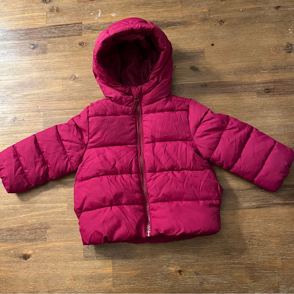 The Childrens Place Baby Girls Puffer Jacket Pink Water Resistant Size 12-18M